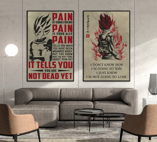 DR017 + DR058 - PAIN - I'm Not Going To Lose - Home Decoration - Vertical Poster - Vertical Canvas - Dragon Ball Poster