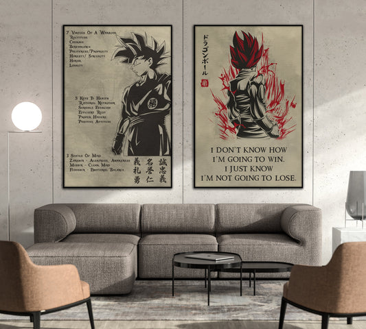 DR044 + DR058 - 7 5 3 CODE - I'm Not Going To Lose - Home Decoration  - Vertical Poster - Vertical Canvas - Dragon Ball Poster