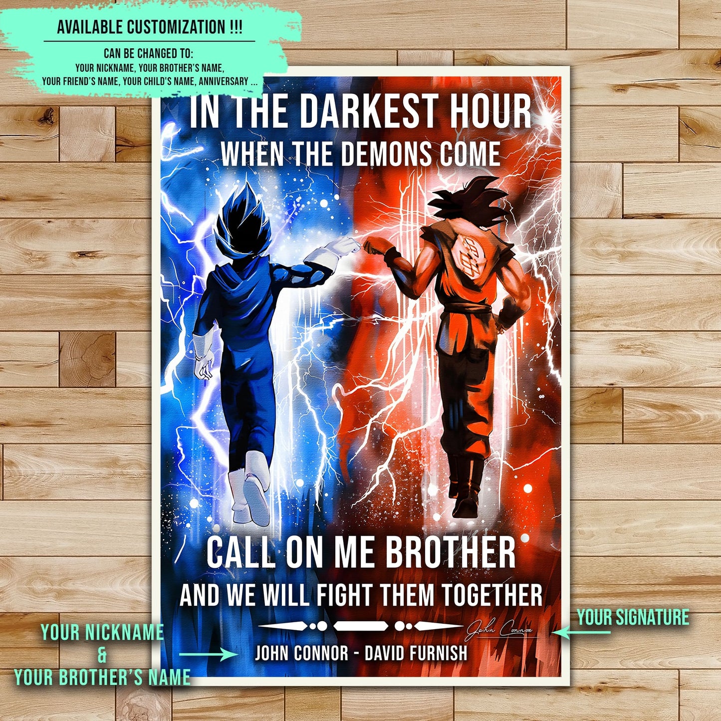 (cv24) call on me brother- dragon ball - goku vegeta- soldier - naruto - canvas poster all style