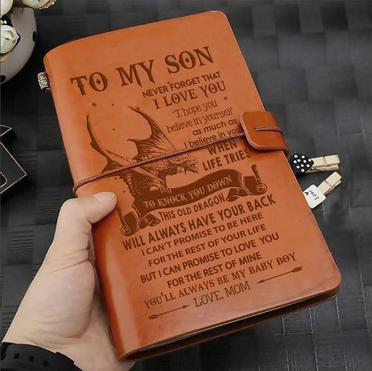 DRN001 (JD131) - Mom To Son - Never Forget That - Vintage Journal - Dragon Notebook