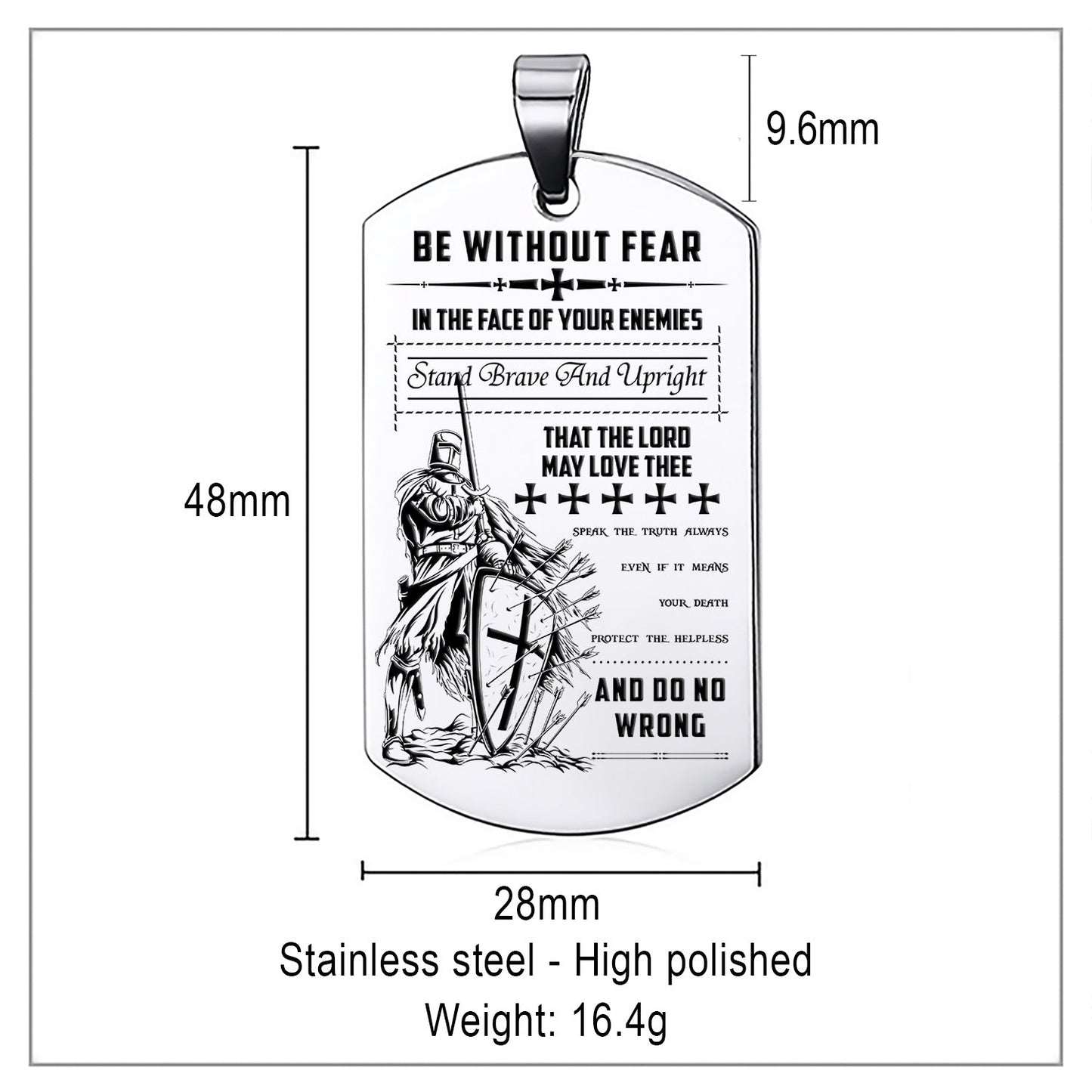 Engrave KTD004 - Be Without Fear - English - Knight Templar Dogtag