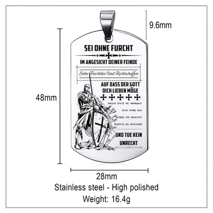 Engrave KTD005 - Be Without Fear - German - Knight Templar Dogtag