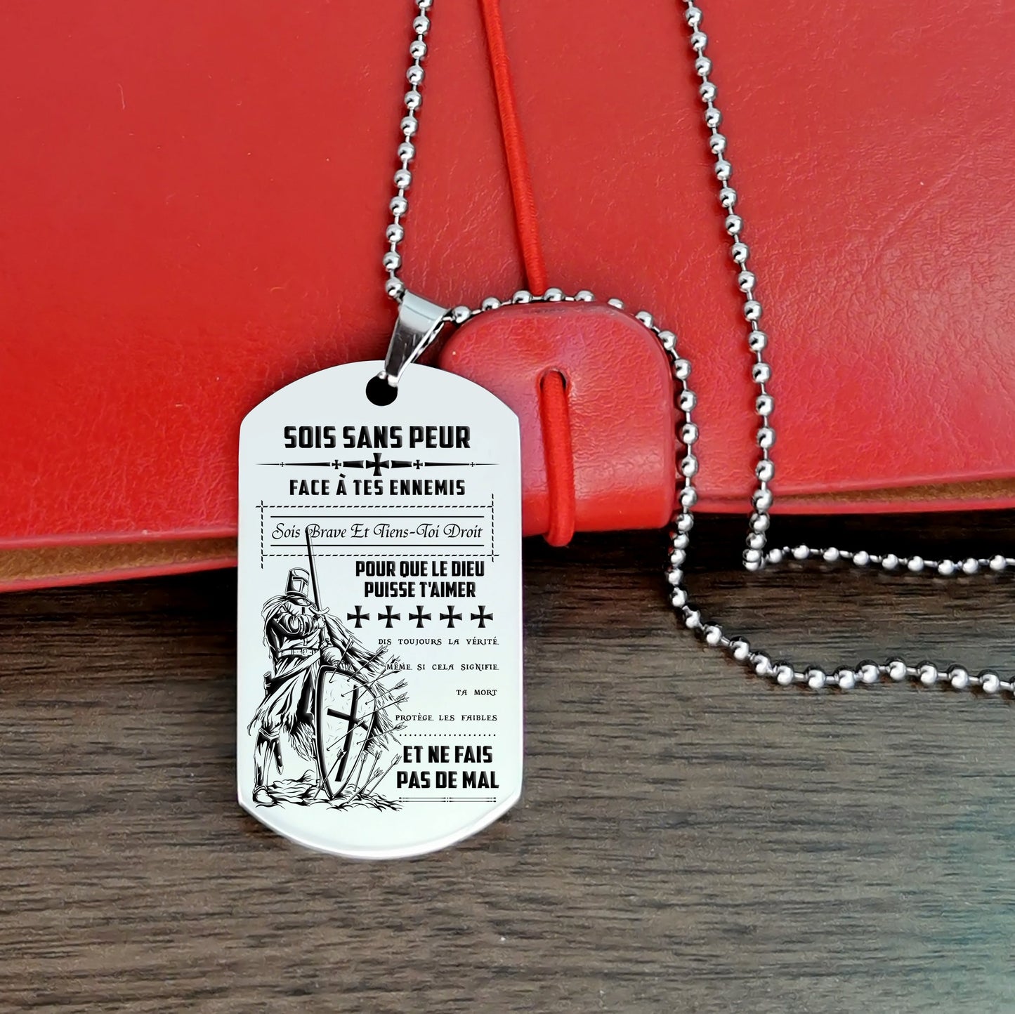 Engrave KTD006 - Be Without Fear - French - Knight Templar Dogtag