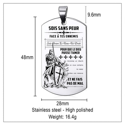 Engrave KTD006 - Be Without Fear - French - Knight Templar Dogtag