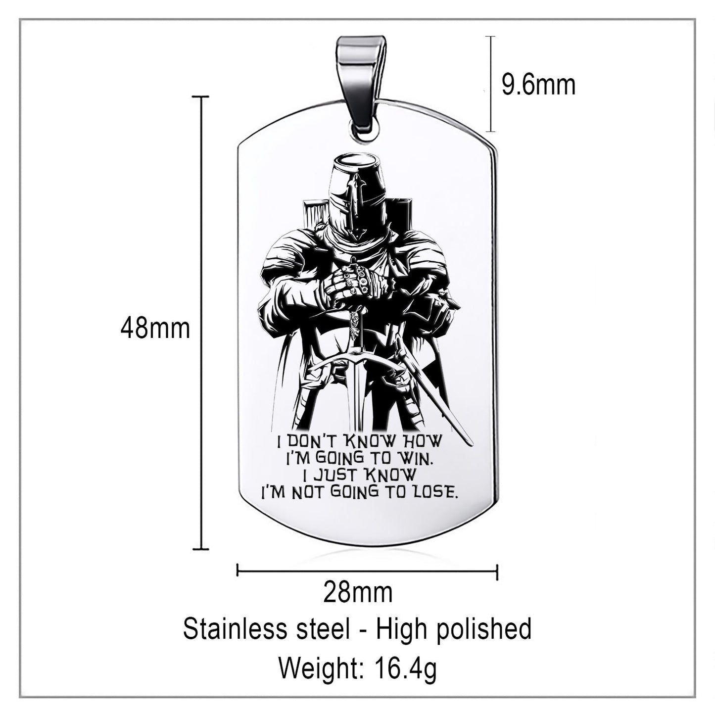 engrave ktd007 - i'm not going to lose - knight templar dogtag