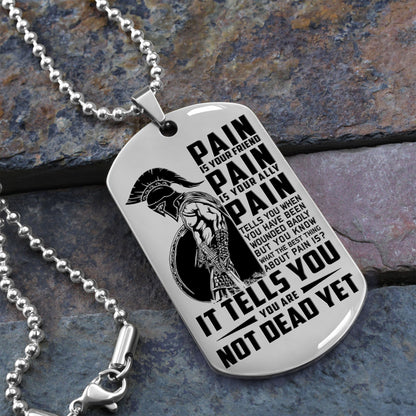 WAD010 - PAIN - You Are Not Dead Yet - Warrior Dog Tag - Engrave Sliver Dog Tag