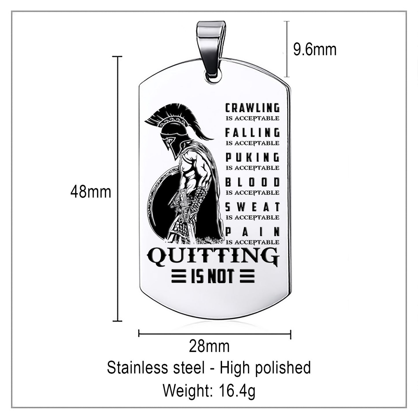 WAD011 - Quitting Is Not - Warrior Dog Tag - Engrave Sliver Dog Tag