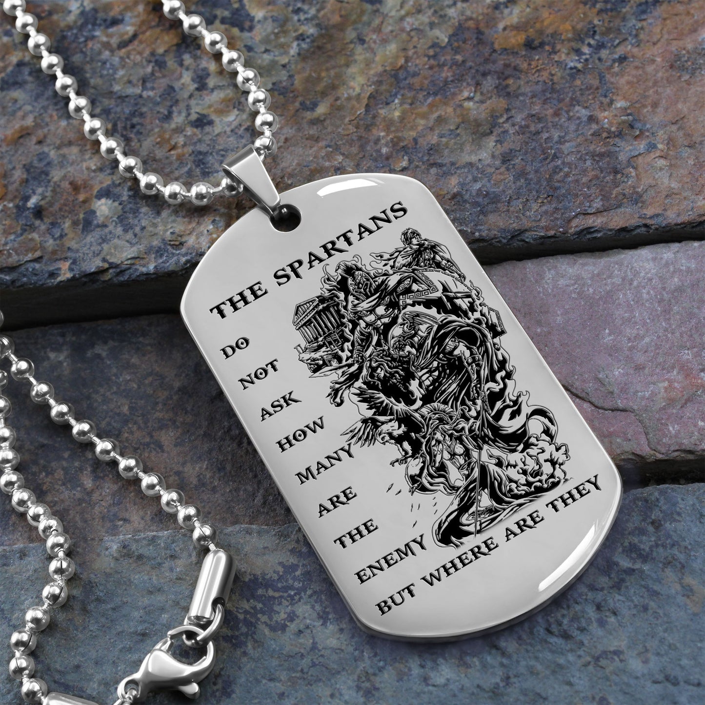 WAD012 - The Spartan - Warrior Dog Tag - Engrave Sliver Dog Tag