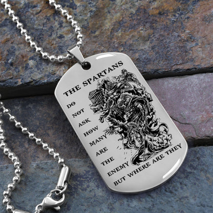 WAD012 - The Spartan - Warrior Dog Tag - Engrave Sliver Dog Tag