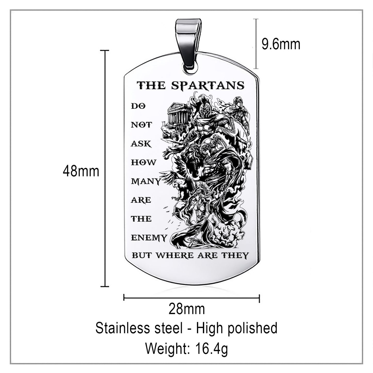 WAD012 - The Spartan - Warrior Dog Tag - Engrave Sliver Dog Tag