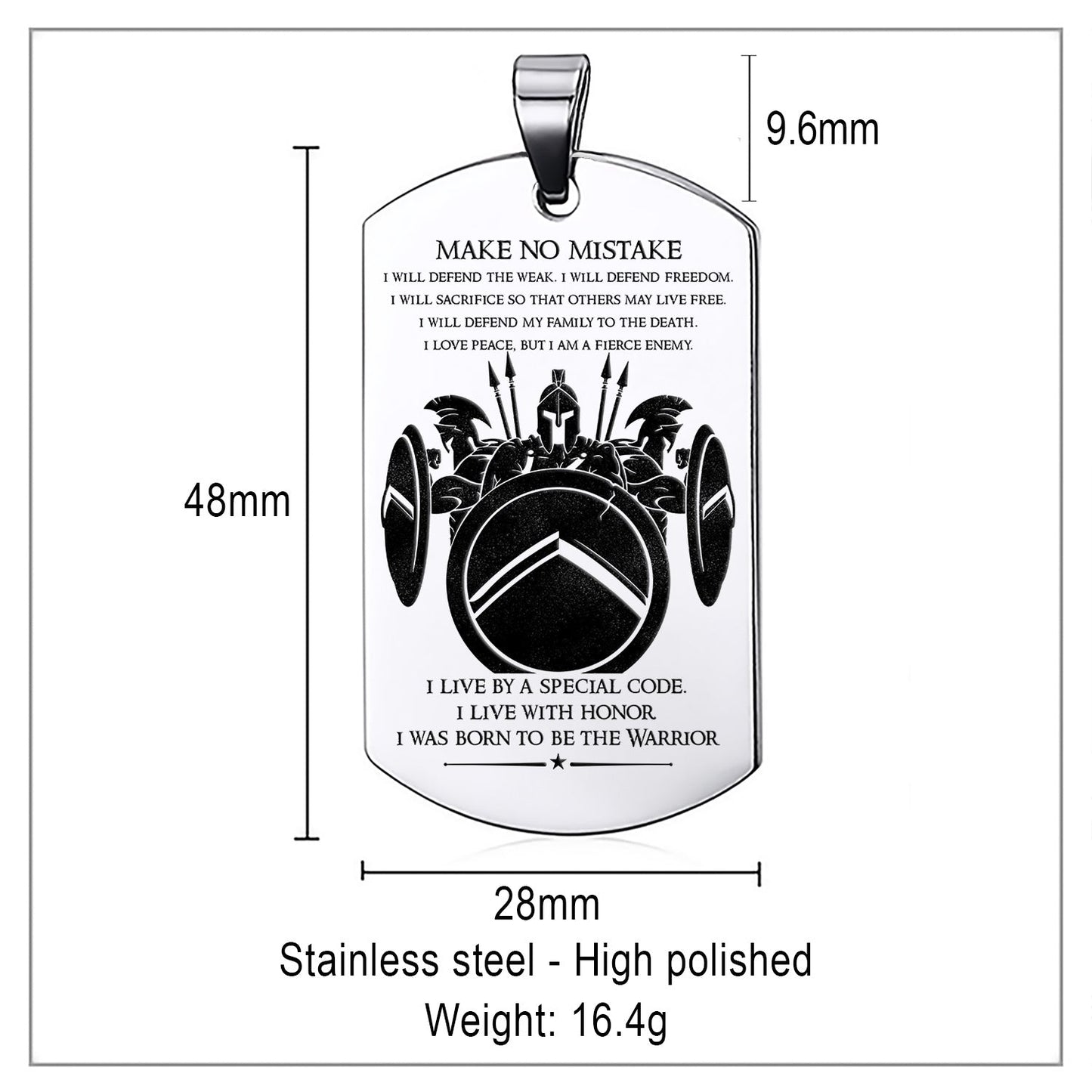 WAD015 - Make No Mistake - Warrior Dog Tag - Engrave Sliver Dog Tag
