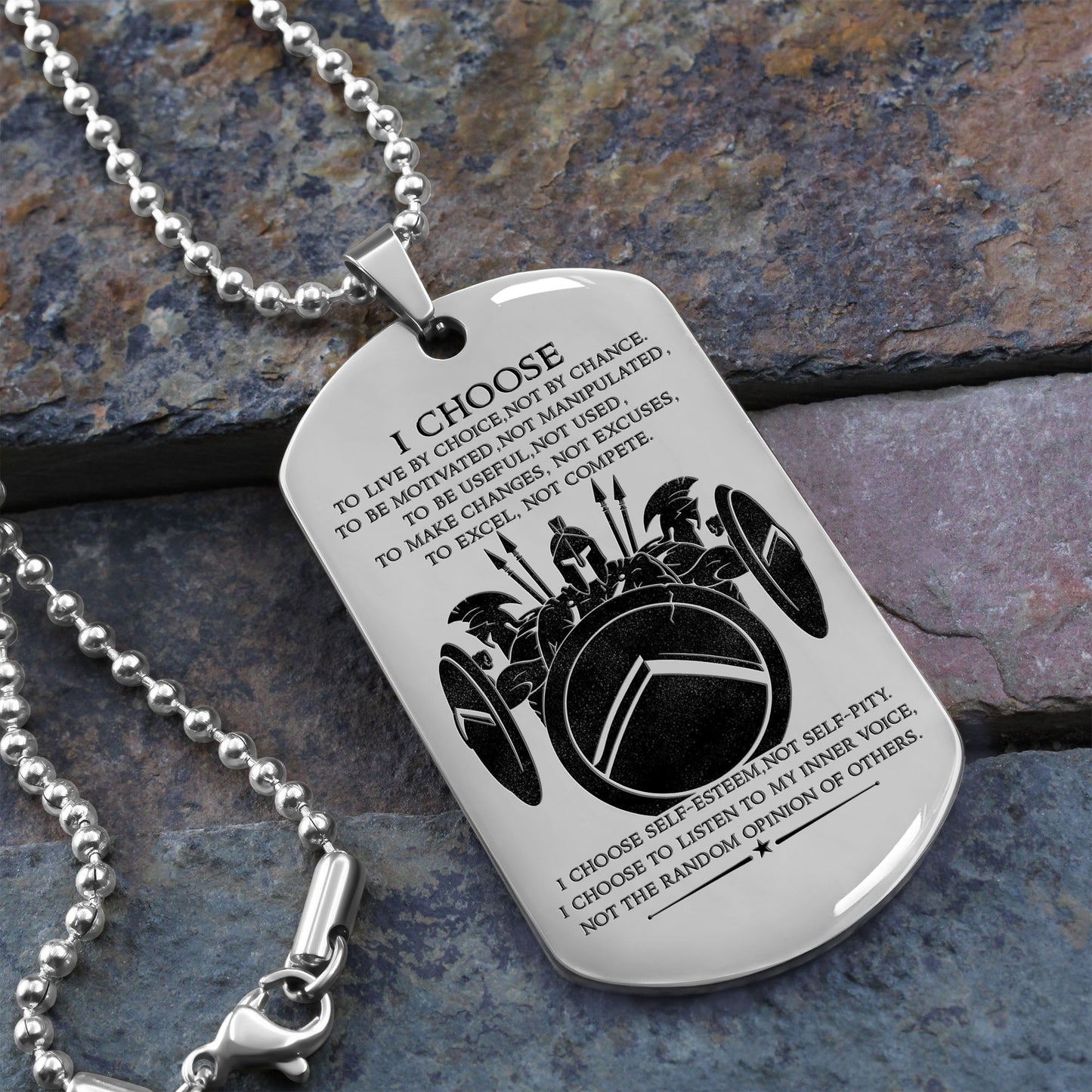 WAD017 - I Choose - English - Warrior Dog Tag - Engrave Sliver Dog Tag