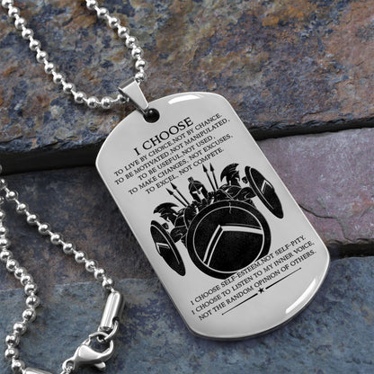 WAD017 - I Choose - English - Warrior Dog Tag - Engrave Sliver Dog Tag