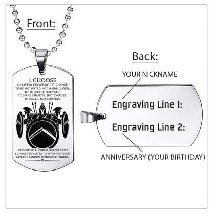 WAD017 - I Choose - English - Warrior Dog Tag - Engrave Sliver Dog Tag