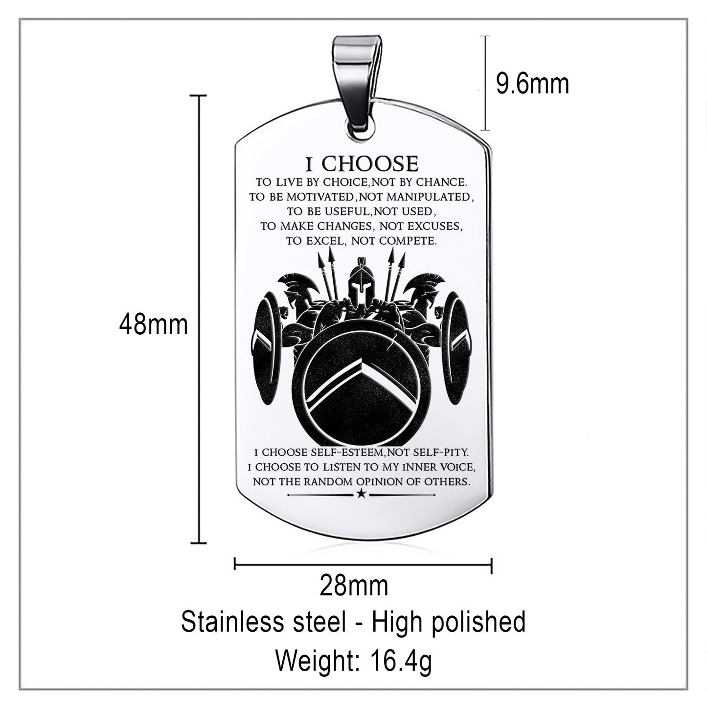 WAD017 - I Choose - English - Warrior Dog Tag - Engrave Sliver Dog Tag