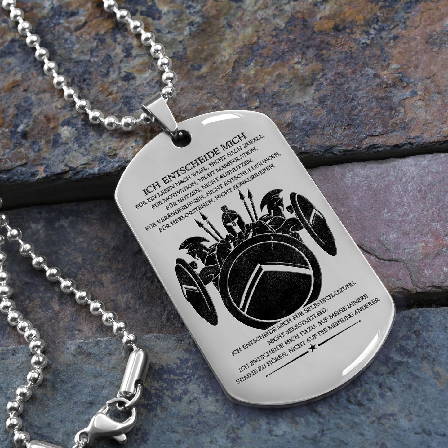 WAD018 - I Choose - German - Warrior Dog Tag - Engrave Sliver Dog Tag