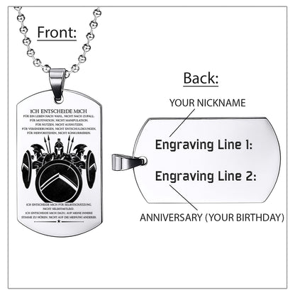 WAD018 - I Choose - German - Warrior Dog Tag - Engrave Sliver Dog Tag