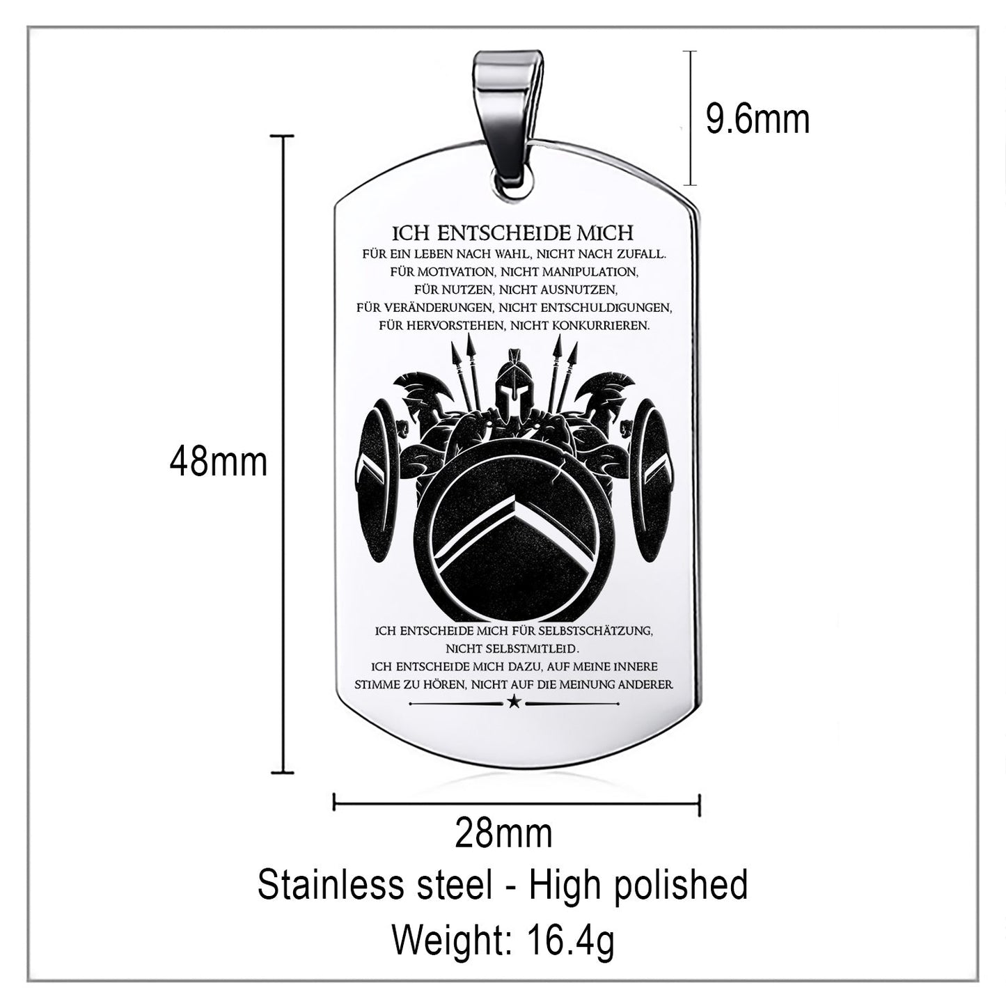 WAD018 - I Choose - German - Warrior Dog Tag - Engrave Sliver Dog Tag