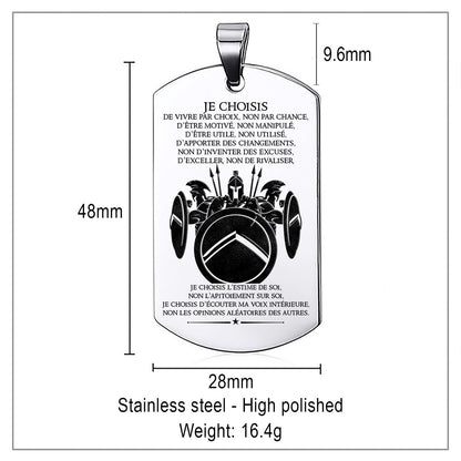WAD019 - I Choose - French - Warrior Dog Tag - Engrave Sliver Dog Tag