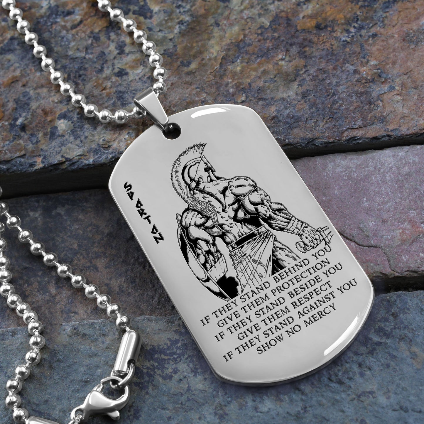 WAD020 - If - Show No Mercy - Warrior Dog Tag - Engrave Sliver Dog Tag