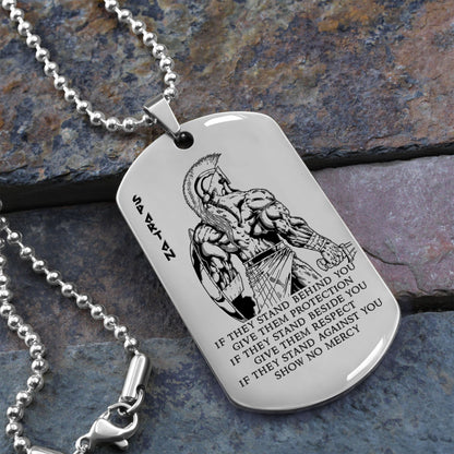 WAD020 - If - Show No Mercy - Warrior Dog Tag - Engrave Sliver Dog Tag