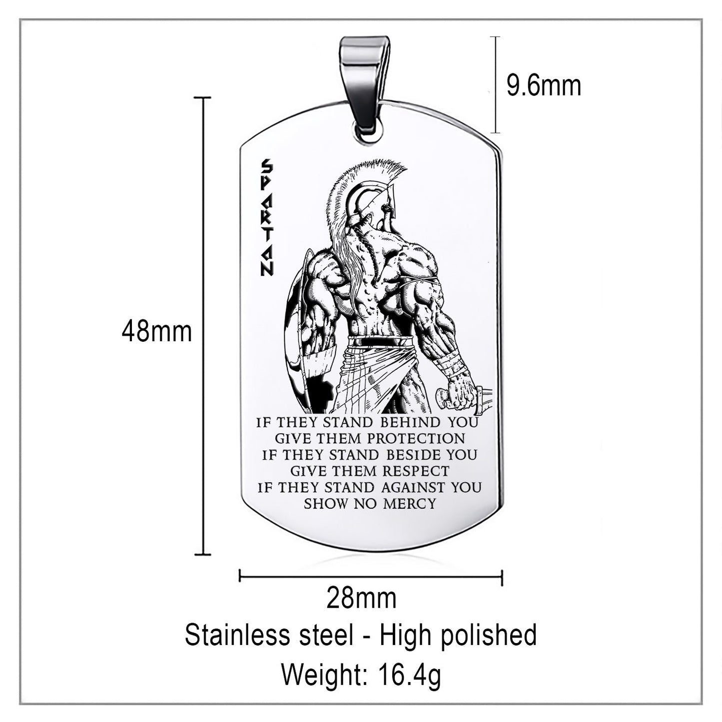 WAD020 - If - Show No Mercy - Warrior Dog Tag - Engrave Sliver Dog Tag