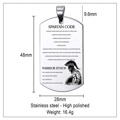 WAD021 - Spartan Code - English - Warrior Dog Tag - Engrave Sliver Dog Tag