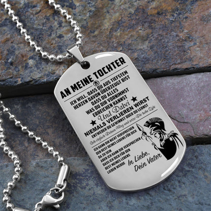 WAD023 - Mom To Daughter - Never Lose - German - Warrior Dog Tag - Engrave Sliver Dog Tag