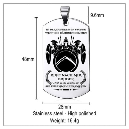 WAD027 - Call On Me Brother - German - Warrior Dog Tag - Engrave Sliver Dog Tag
