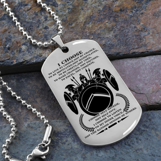WAD033 - I Choose  - English - Warrior Dog Tag - Engrave Sliver Dog Tag