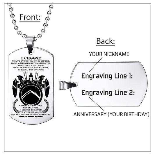WAD033 - I Choose  - English - Warrior Dog Tag - Engrave Sliver Dog Tag