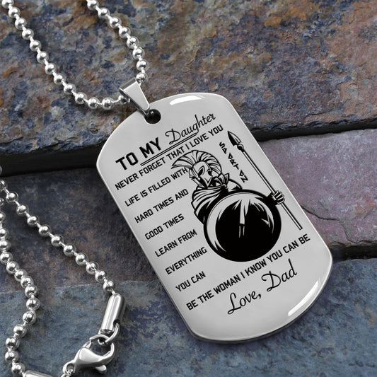 WAD038 - Dad To Daughter - Warrior Dog Tag - Engrave Sliver Dog Tag