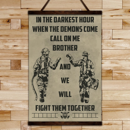 FF002 - Call On Me Brother - English - Firefighter Canvas With The Wood Frame