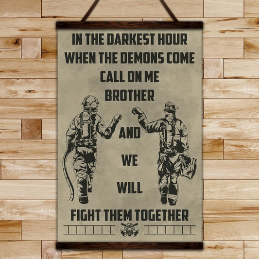 FF002 - Call On Me Brother - English - Firefighter Canvas With The Wood Frame