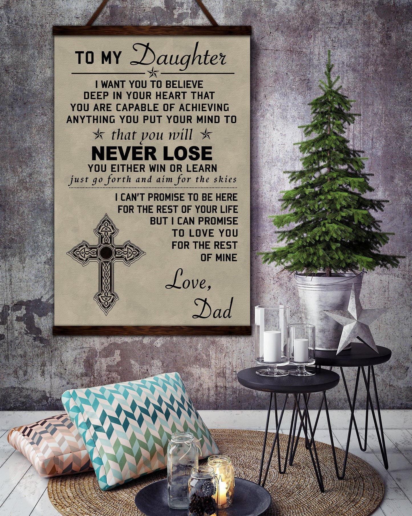 FM006 - Dad To Daughter - Never Lose - Family Canvas With The Wood Frame