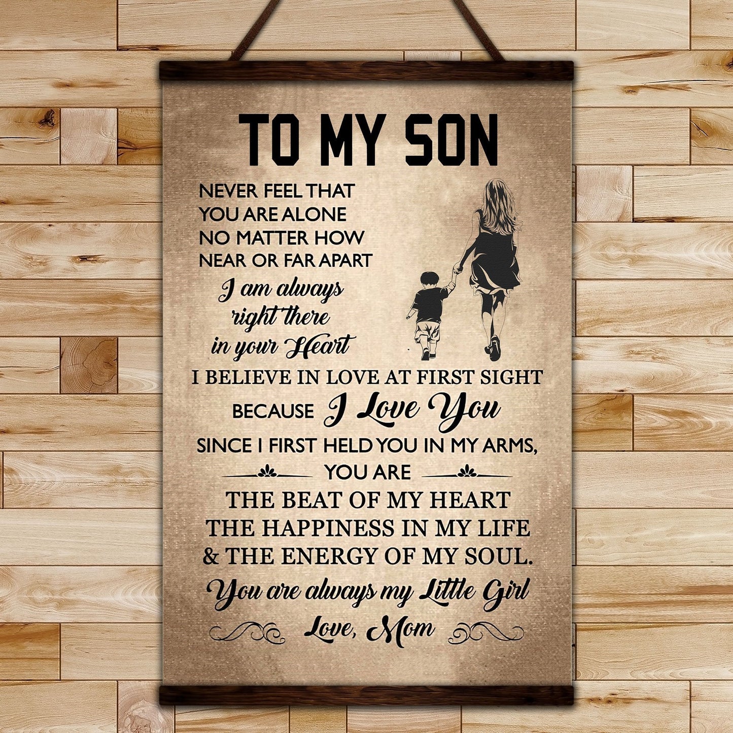 FM016 - Mom To Son - The Beat Of My Heart - The Happiness In My Life - The Energy Of My Soul - Family Canvas With The Wood Frame