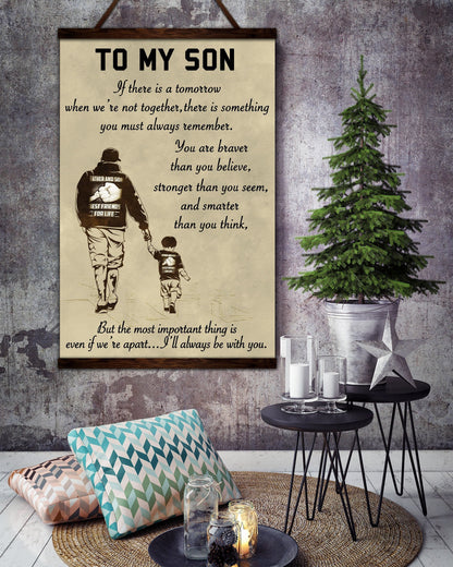 FM023 - Dad to Son - You Are Braver Than You Believe - Stronger Than You Seem - And Smarter Than You Think - Family Canvas With The Wood Frame