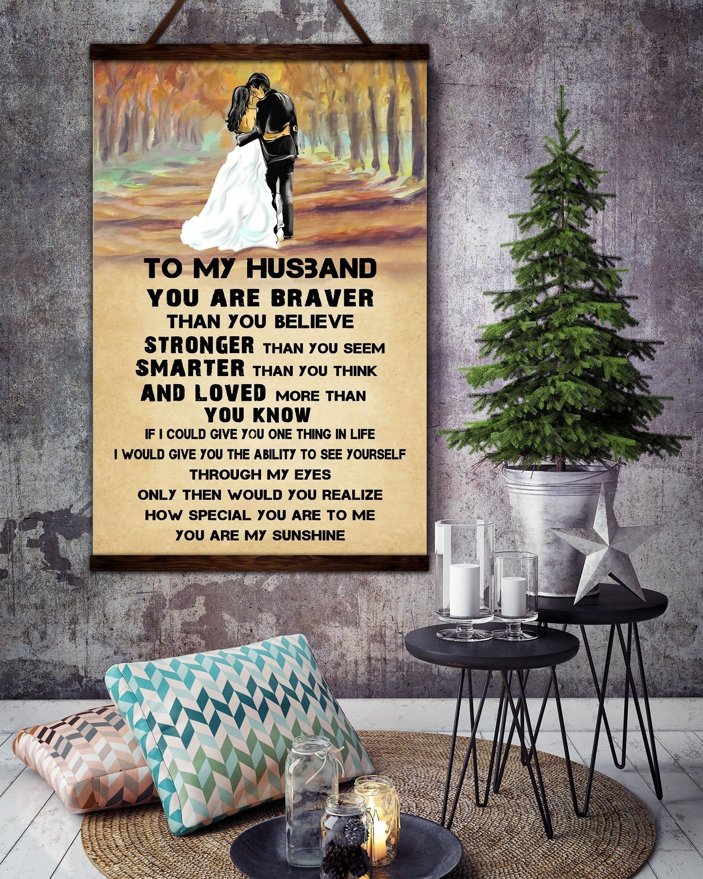 FM034 - To My Husband - You Are My Sunshine - Family Canvas With The Wood Frame