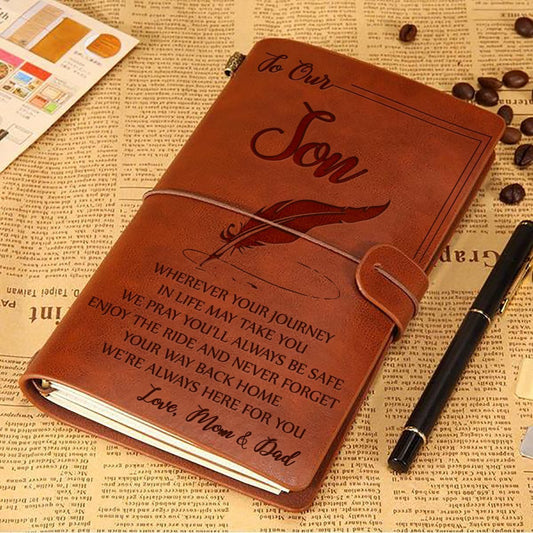 FMN014 (M1) -  Mom & Dad Our Son - Wherever Your Journey - Vintage Journal - Family Notebook