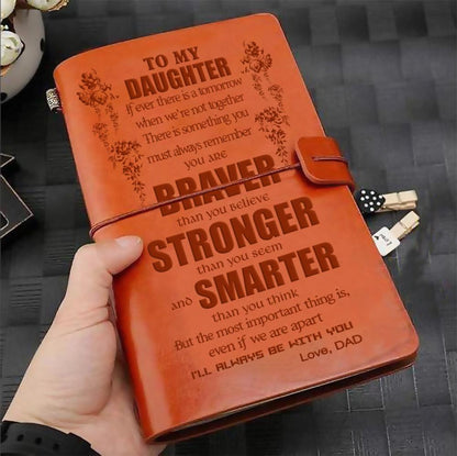 FMN037 (JD82) - Dad To Daughter - Braver Stronger Smarter - Vintage Journal - Family Notebook
