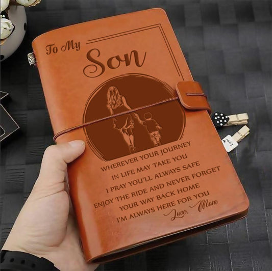 FMN065 (JD108) - Mom To Son - Wherever Your Journey - Vintage Journal - Family Notebook