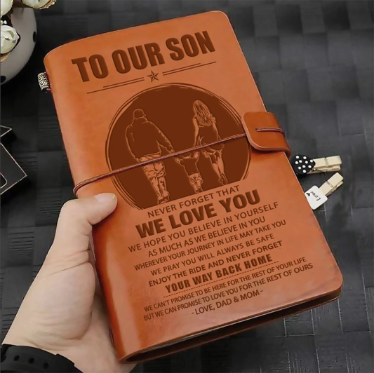 FMN128 (JD241) - Dad & Mom To Son - Your Way Back Home - Vintage Journal - Family Notebook