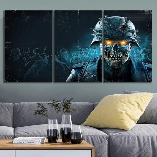 Soldier  - 3 Piece Animation - Zombie - Printed Wall Pictures Home Decor - Canvas