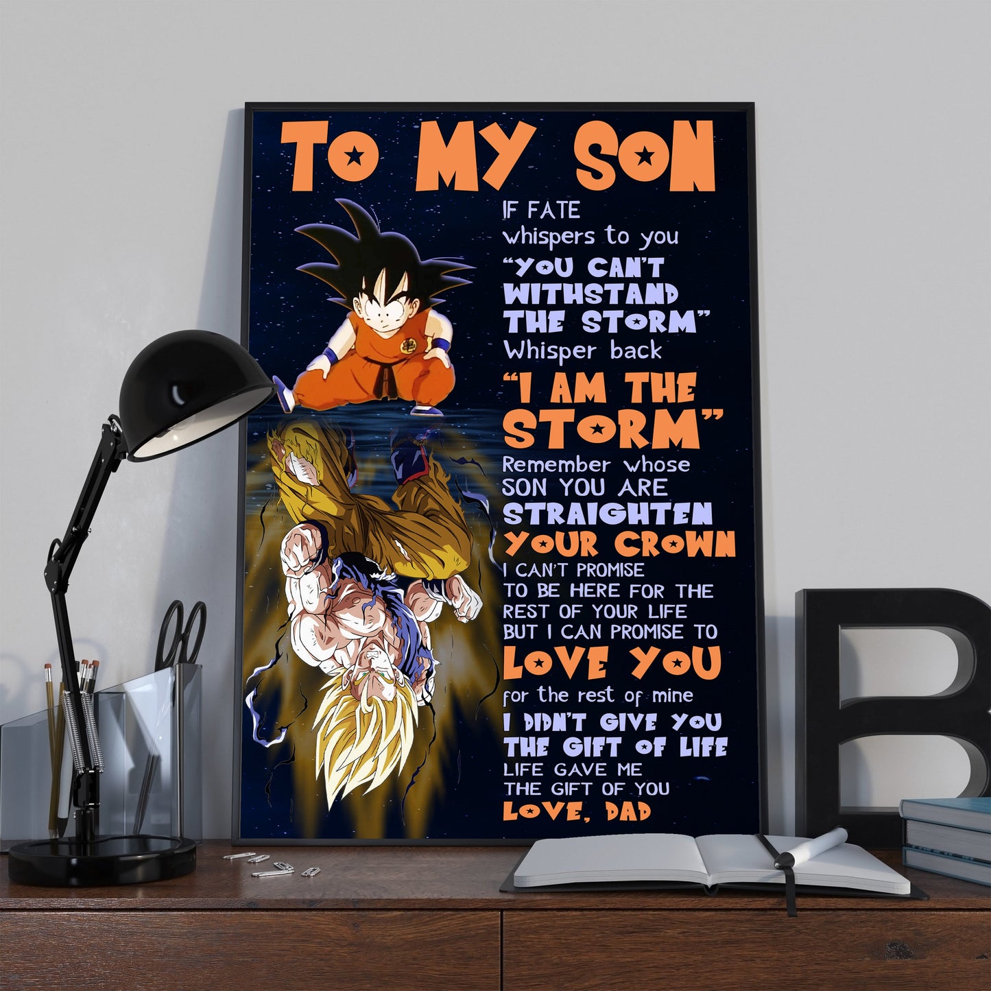 h1101 to my son- i am the storm - dragon ball - goku - canvas poster