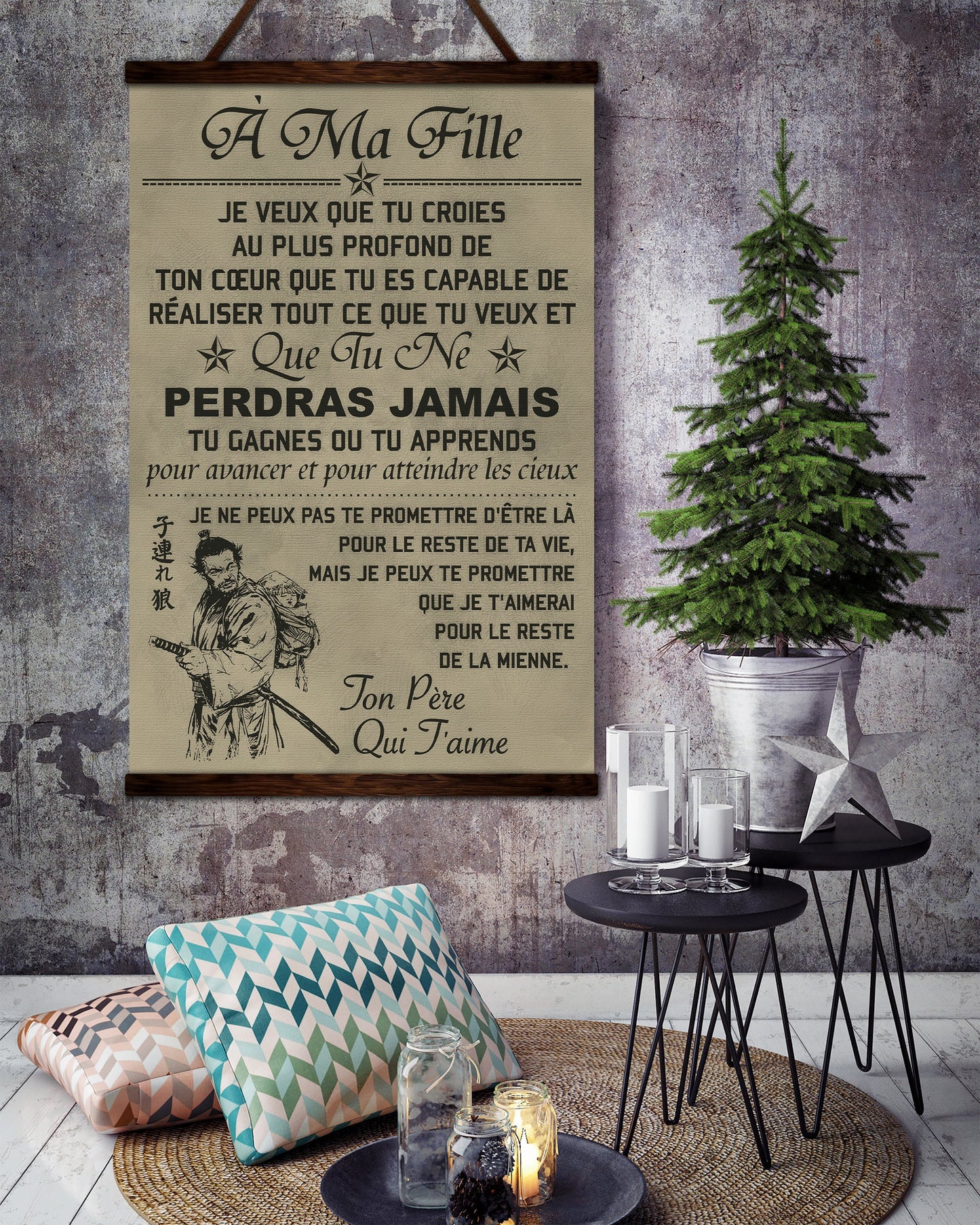 sa047 - to my daughter - french - vertical poster - vertical canvas - samurai canvas