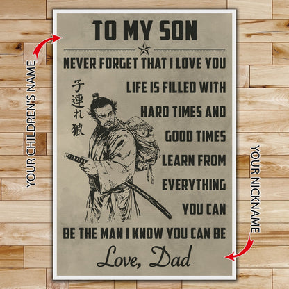 SA081 - To My Son - English - Vertical Poster - Vertical Canvas - Samurai Poster