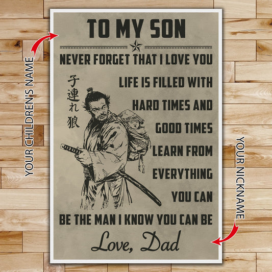SA081 - To My Son - English - Vertical Poster - Vertical Canvas - Samurai Poster