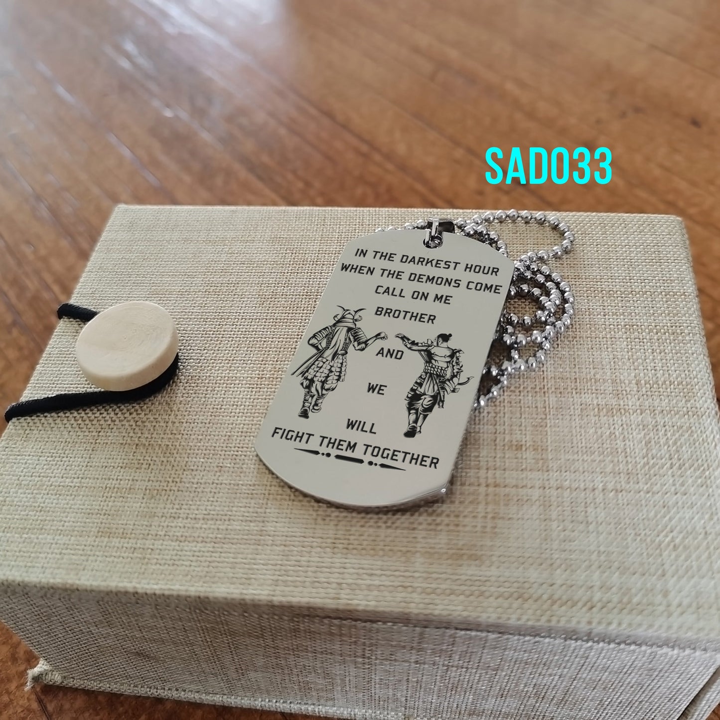 engrave - call on me brother - dragon ball dog tag - soldier dog tag - samurai dog tag - warrior dog tag