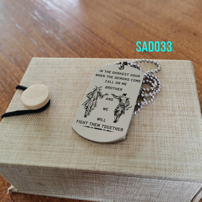 Engrave - Call On Me Brother - Dragon Ball Dog Tag - Soldier Dog Tag - Samurai Dog Tag - Warrior Dog Tag