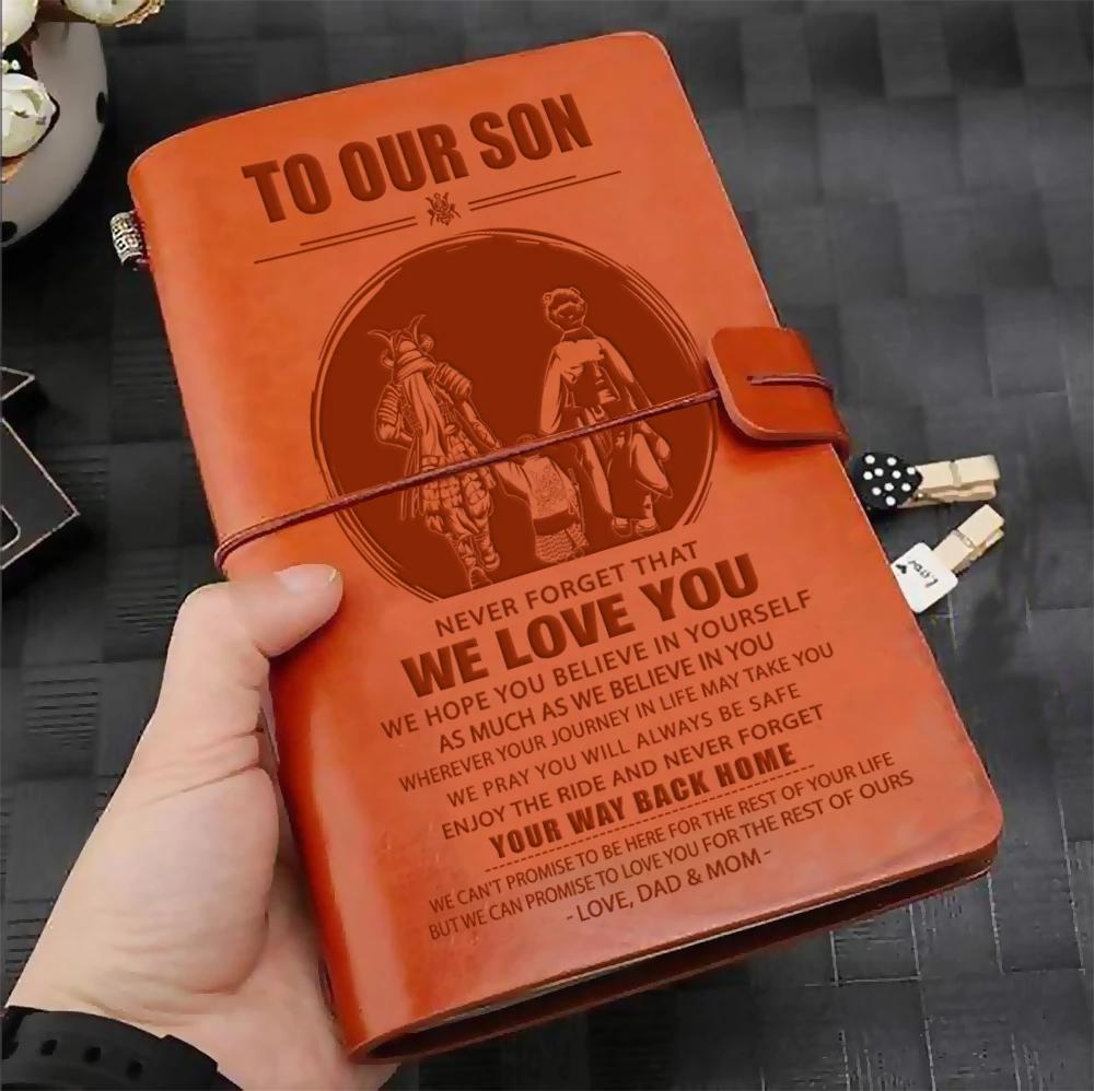 SAN004 (JD74) - Dad & Mom To Our Son - Your Way Back Home - Vintage Journal - Samurai  Notebook